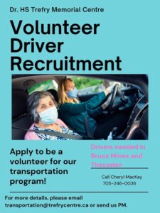  Apply to be a volunteer for our transportation program. Drivers needed in Bruce Mines and Thessalon.